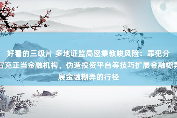 好看的三级片 多地证监局密集教唆风险：罪犯分子通过冒充正当金融机构、伪造投资平台等技巧扩展金融糊弄的行径