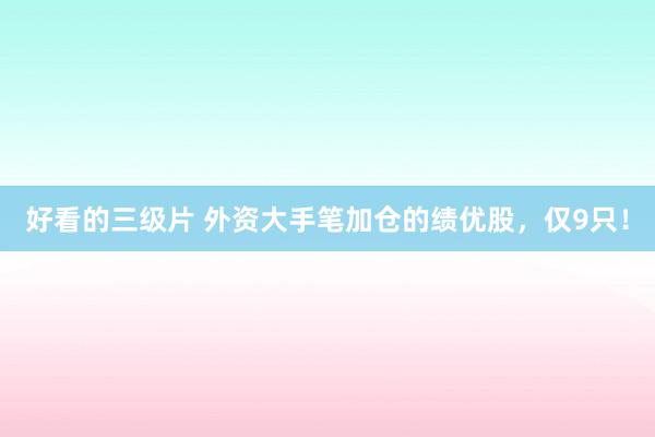 好看的三级片 外资大手笔加仓的绩优股，仅9只！