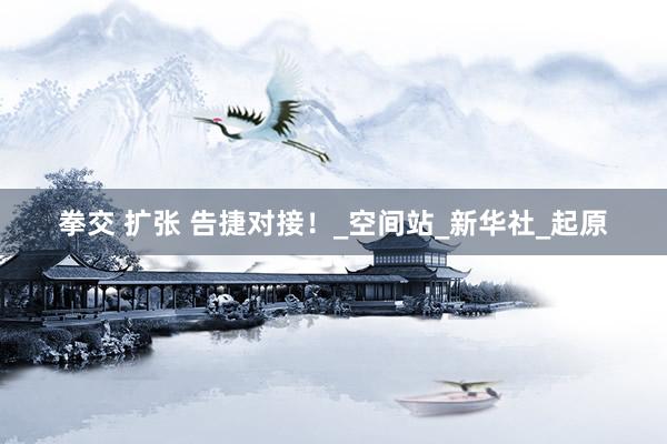 拳交 扩张 告捷对接！_空间站_新华社_起原