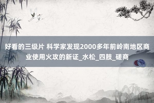 好看的三级片 科学家发现2000多年前岭南地区商业使用火攻的新证_水松_四肢_磋商