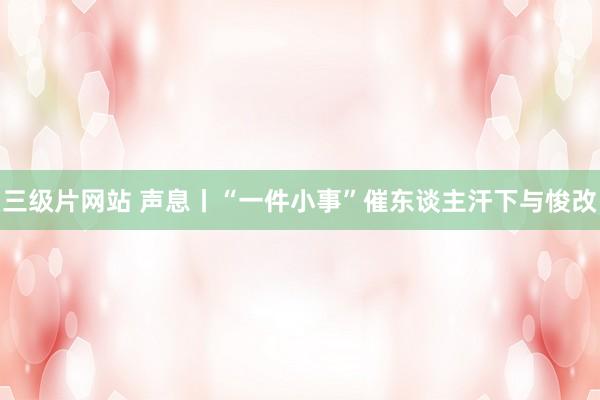 三级片网站 声息丨“一件小事”催东谈主汗下与悛改