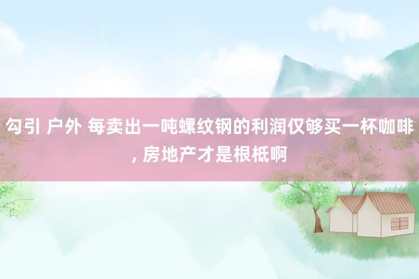 勾引 户外 每卖出一吨螺纹钢的利润仅够买一杯咖啡， 房地产才是根柢啊