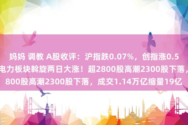 妈妈 调教 A股收评：沪指跌0.07%，创指涨0.59%北证50跌1.11%，电力板块斡旋两日大涨！超2800股高潮2300股下落，成交1.14万亿缩量19亿