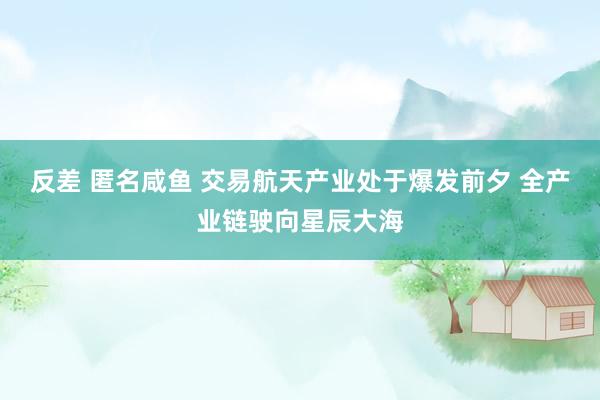 反差 匿名咸鱼 交易航天产业处于爆发前夕 全产业链驶向星辰大海